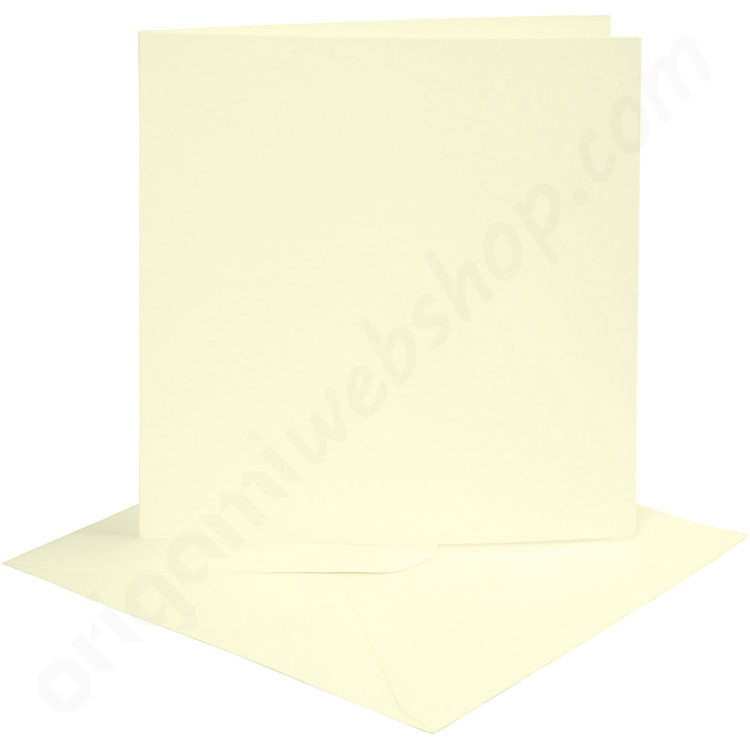 breedtegraad campagne Gesprekelijk Vierkante Kaarten en Enveloppen Crèmewit - De Origami Webshop