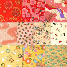 AANBIEDING! Grote Vellen Japanse Washi Yuzen Handgeverfd Mix